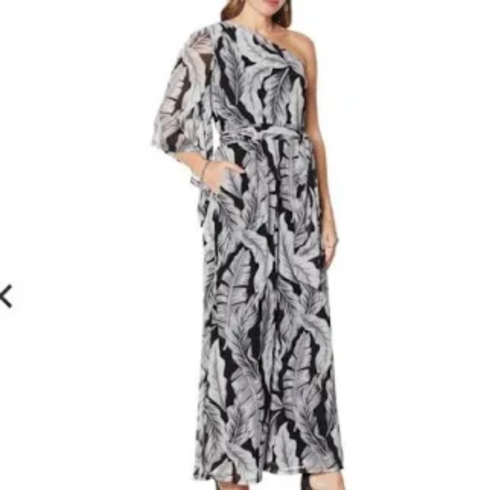 Palm tree floral wide leg plus size jumpsuit 🔥